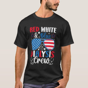 Camiseta Equipe de Diálise Vermelho Branco Azul Enfermeira