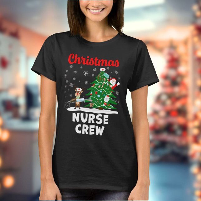 Camiseta Equipe de Enfermeiros de Natal com Papai Noel e Re (Criador carregado)
