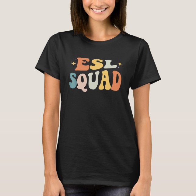 Camiseta Equipe de ESL Professor de ESL Aluno Retro Volta à (Frente)