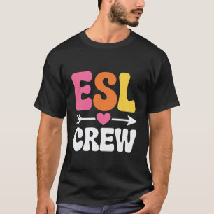Camiseta Equipe de ESL Retro Colorido Professor de Inglês S