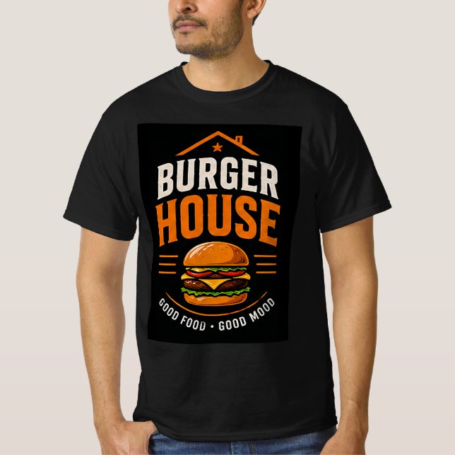 Camiseta 🍔 Equipe de Funcionários do Grill da Casa de Hamb (Frente)