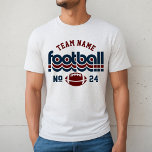 Camiseta Equipe de futebol personalizada Red e Blue Men<br><div class="desc">Nome personalizado de futebol e Camiseta do número do jogador T para Pai - mostrados no Design White Fleck para pais de futebol, contém retrorreflectores e texto personalizado que podem ser personalizados com um nome de equipe e número de camisa do jogador. Vermelho escuro e azul marinho podem ser personalizados....</div>