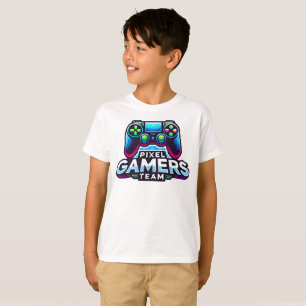 Camiseta Equipe de Gamers de Pixel - Futuras Crianças de Jo