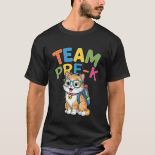 Camiseta Equipe de Gato de Volta às Aulas Pré-k Meninos Men