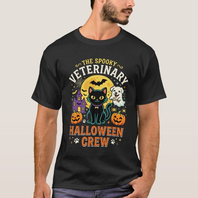 Camiseta Equipe de Halloween Veterinária Assustadora Design (Frente)