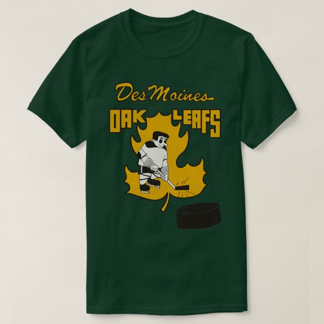 Camiseta Equipe de Hockey com Folhas de Oak de Moines com D (Frente do Design)