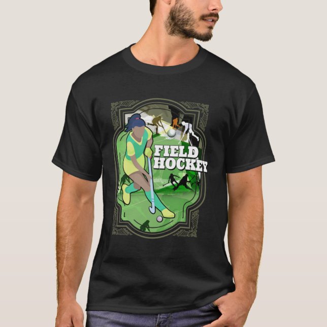 Camiseta Equipe de Hóquei em Campo Retro Hockey com Stick (Frente)
