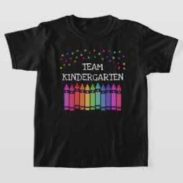 Camiseta Equipe de Jardim de Infância Black Crayons & Stars
