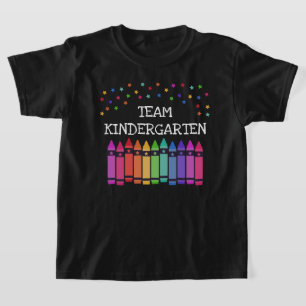Camiseta Equipe de Jardim de Infância Black Crayons & Stars
