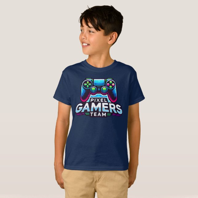 Camiseta Equipe de jogadores Pixel - Futuro jogador Pro (Frente Completa)