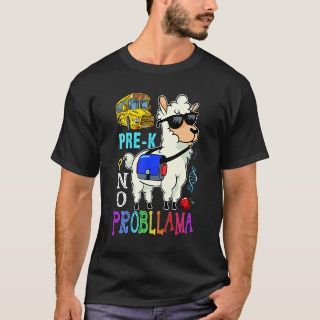 Camiseta Equipe de Lhama Fofa Pré K Volta às Aulas Sem Prob (Frente)