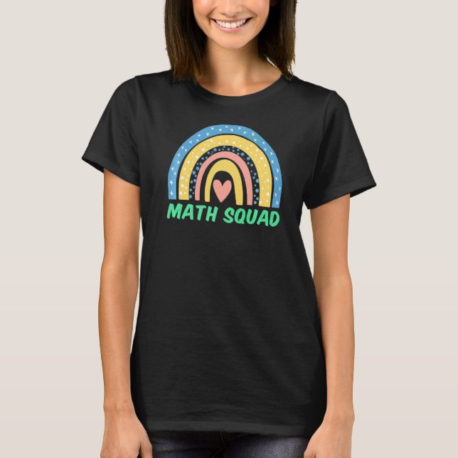 Camiseta Equipe de Matemática Boho Arco-íris Aluno Professo (Frente)
