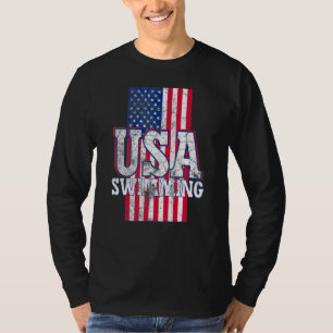 Camiseta Equipe de Nadação dos Estados Unidos Bandeira de N