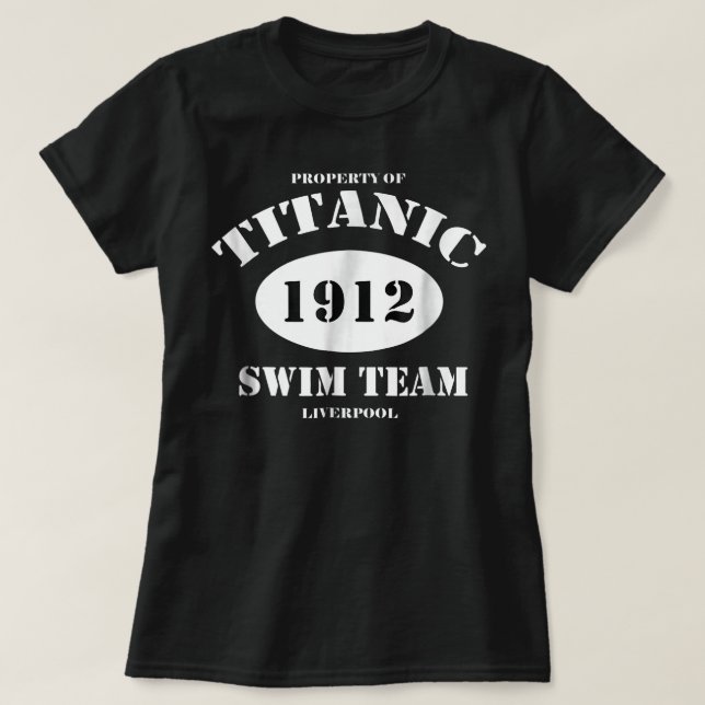 Camiseta Equipe de Natações TITANIC 1912, Engraçada, Retros (Frente do Design)