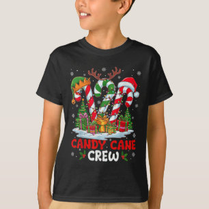 Camiseta Equipe de Natal Candy Cane Preta Gola Redonda Mang