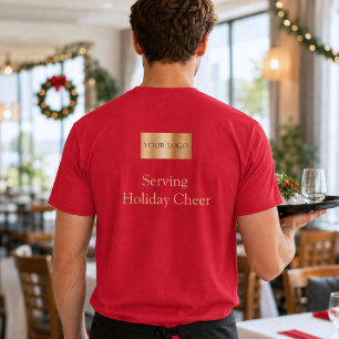 Camiseta Equipe de Natal com Logotipo Vermelho Servindo Ale
