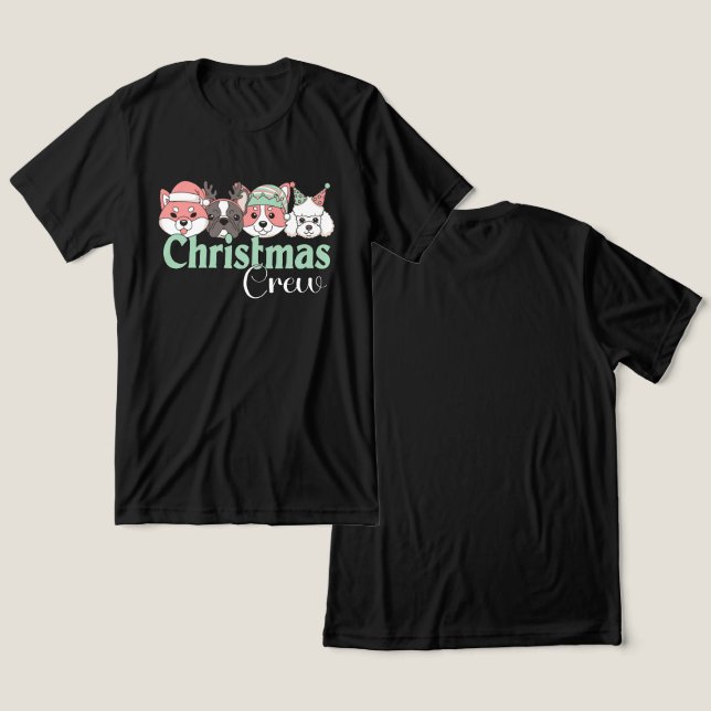 Camiseta Equipe de Natal de Cachorro Fofo (Design Frente e Verso)