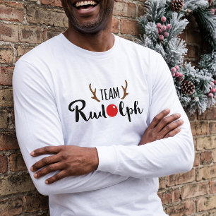 Camiseta Equipe de Natal Rudolph Grupo Casual de Inverno