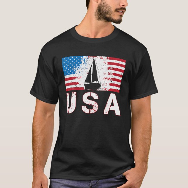 Camiseta Equipe de navegação dos EUA bandeira americana Sai (Frente)