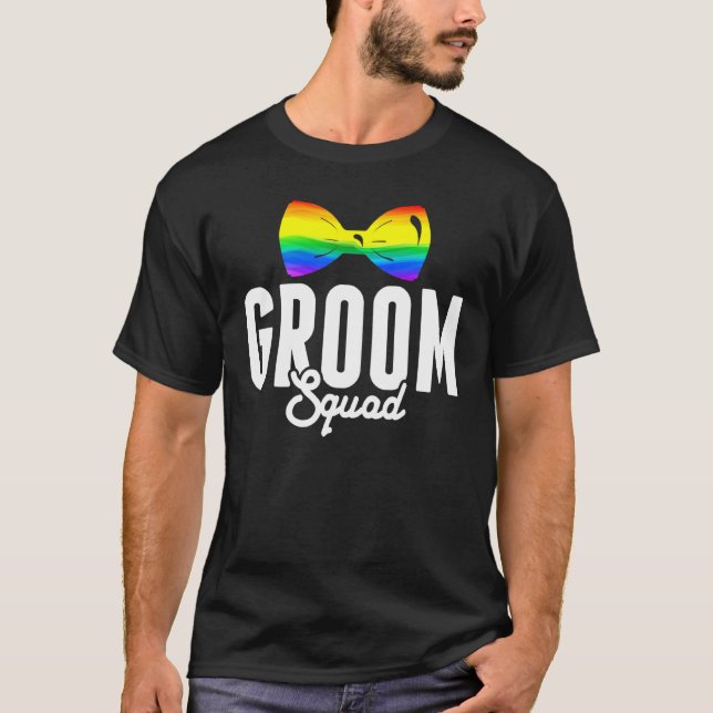 Camiseta Equipe de noivo do Orgulho LGBT Festa de despedida (Frente)