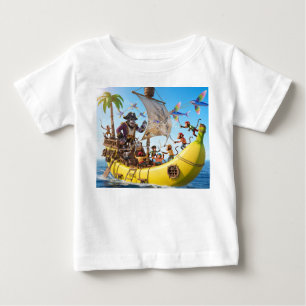 Camiseta Equipe de Pirata Macaco Navegando em um Navio de B
