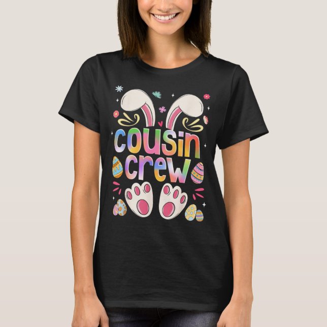 Camiseta Equipe de Primos Bunny Páscoa Família Combinando M (Frente)