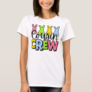Camiseta Equipe de Primos Coelhos de Páscoa Coloridos