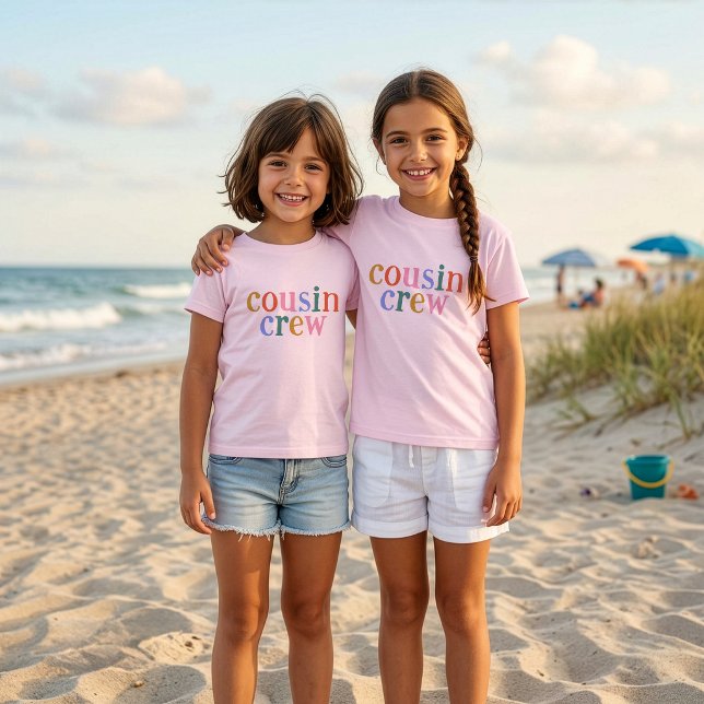 Camiseta Equipe de Primos Coloridos Combinando Família (Criador carregado)