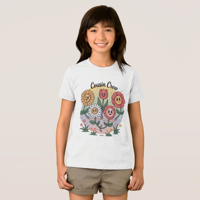 Camiseta Equipe de Primos Floral Fofo (Frente Completa)