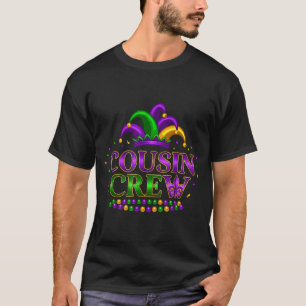 Camiseta Equipe de Primos Fofos Mardi Gras Roxo Verde Amare
