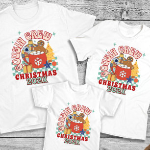 Camiseta Equipe de primos Natal correspondendo primos retrô