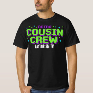 Camiseta Equipe de Primos Personalizados em Retro 8-Bit