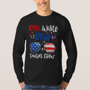 Camiseta Equipe de primos vermelho branco e azul 4 de julho