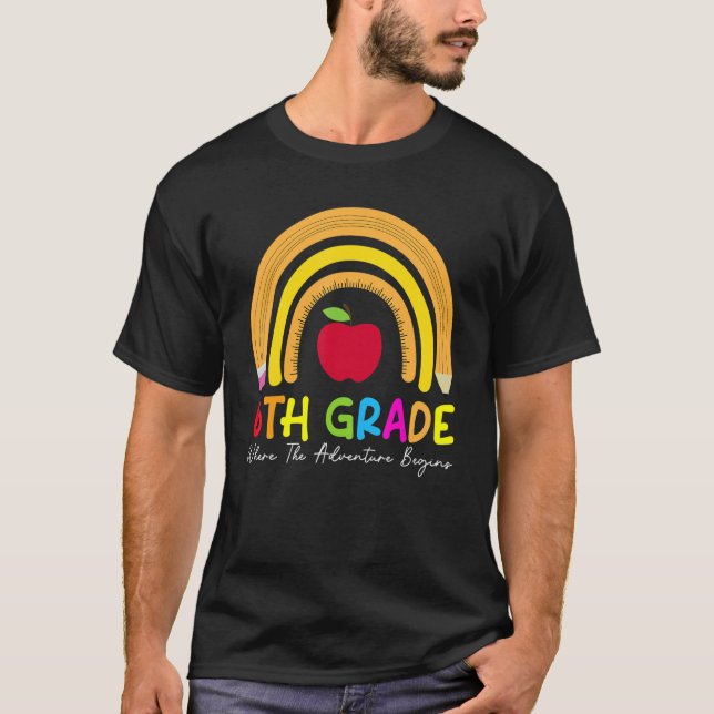 Camiseta Equipe de Professores Arco-Íris de 6 Grau Quadrado (Frente)