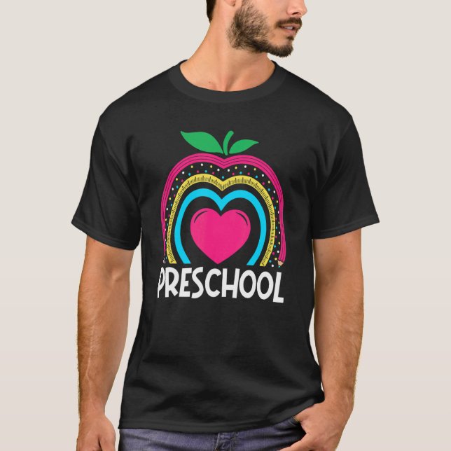 Camiseta Equipe de professores Boho Rainbow na pré-escola (Frente)