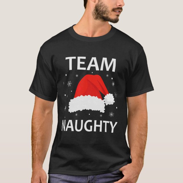 Camiseta Equipe de roupas de natal de Casal travesso (Frente)