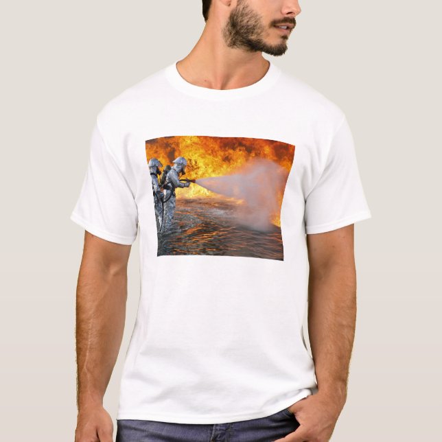 Camiseta Equipe de salvamento de aviões de combate a incênd (Frente)