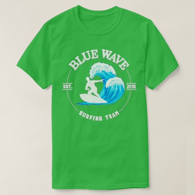 Camiseta Equipe de surfe de onda azul (Frente do Design)