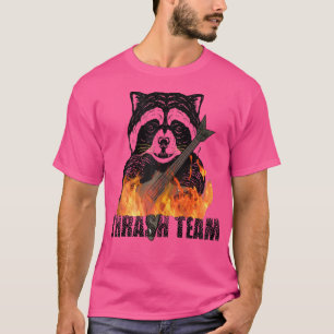 Camiseta Equipe de Thrash com Funny Raccoon Heavy Metal Gui