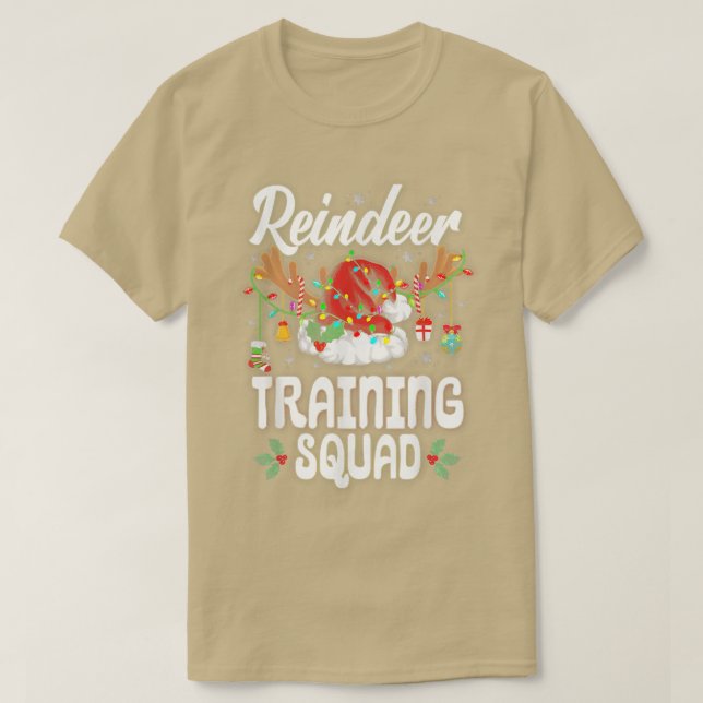 Camiseta Equipe de Treinamento de Rena Natal Correndo Luzes (Frente do Design)