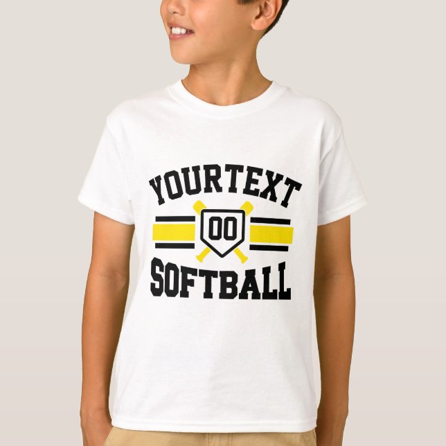 Camiseta Equipe de Varsity do Softball Player de NOME DE AD (Frente)
