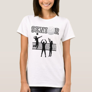 Camiseta Equipe de Volei Feminino Sénior com Silhueta Preta