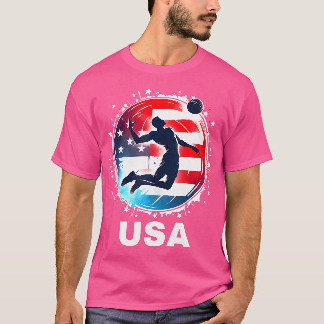 Camiseta Equipe De Voleibol Dos Estados Unidos Bandeira Ame (Frente)