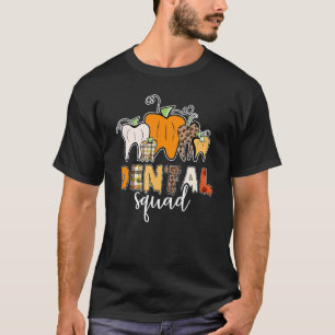 Camiseta Equipe Dentária Feliz Halloween Dentista Sinistro