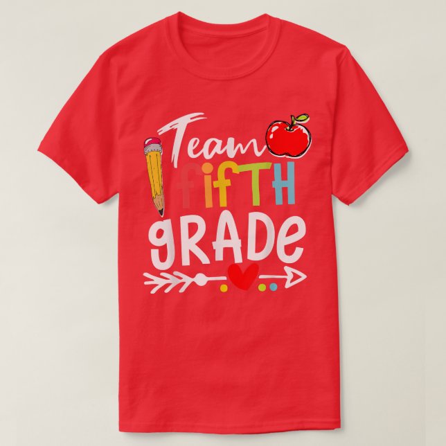 Camiseta Equipe do 5º ano, Alô, 5, De Volta À Faculdade Fu (Frente do Design)