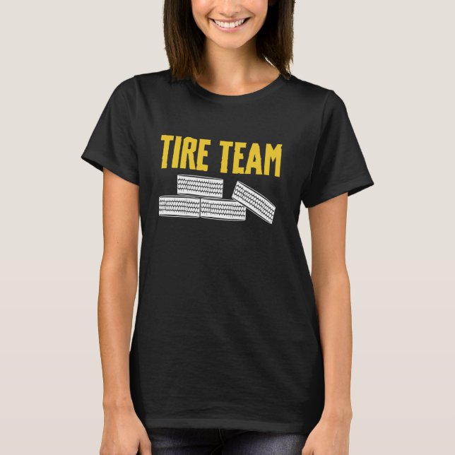 Camiseta Equipe do Cara do Pneu Troca Aros de Roda Mecânico (Frente)