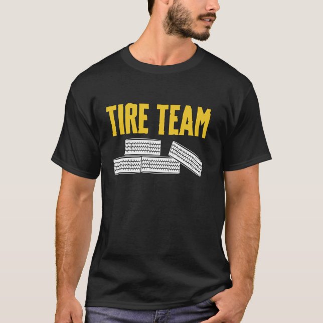 Camiseta Equipe do Cara do Pneu Troca Aros de Roda Mecânico (Frente)