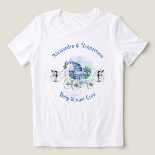 Camiseta Equipe do Chá de Bebê Whimsical Blueberry Carrinho