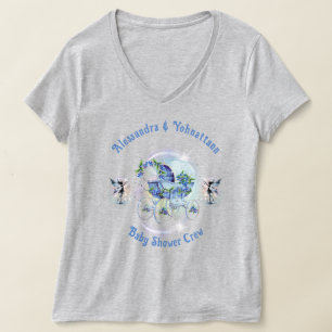 Camiseta Equipe do Chá de Bebê Whimsical Blueberry Carrinho