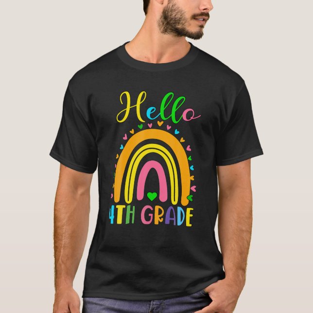 Camiseta Equipe Do Coração Arco-Íris Do Quarto Grau, Alô, 4 (Frente)